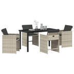 Garten Essgruppe mit Kissen 5 pcs Hellgrau Poly-Rattan