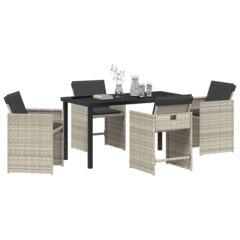 Garten Essgruppe mit Kissen 5 pcs Hellgrau Poly-Rattan