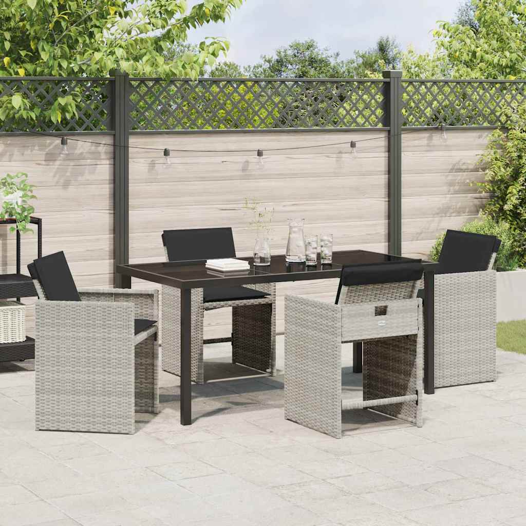 Garten Essgruppe mit Kissen 5 pcs Hellgrau Poly-Rattan