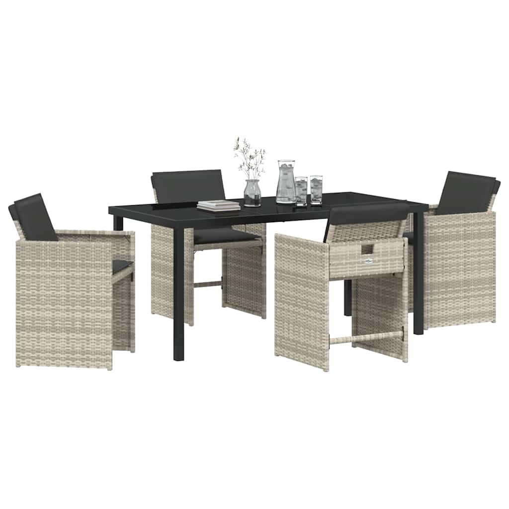 Garten Essgruppe mit Kissen 5 pcs Hellgrau Poly-Rattan