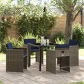 Garten Essgruppe mit Kissen 5 pcs Grau Poly-Rattan