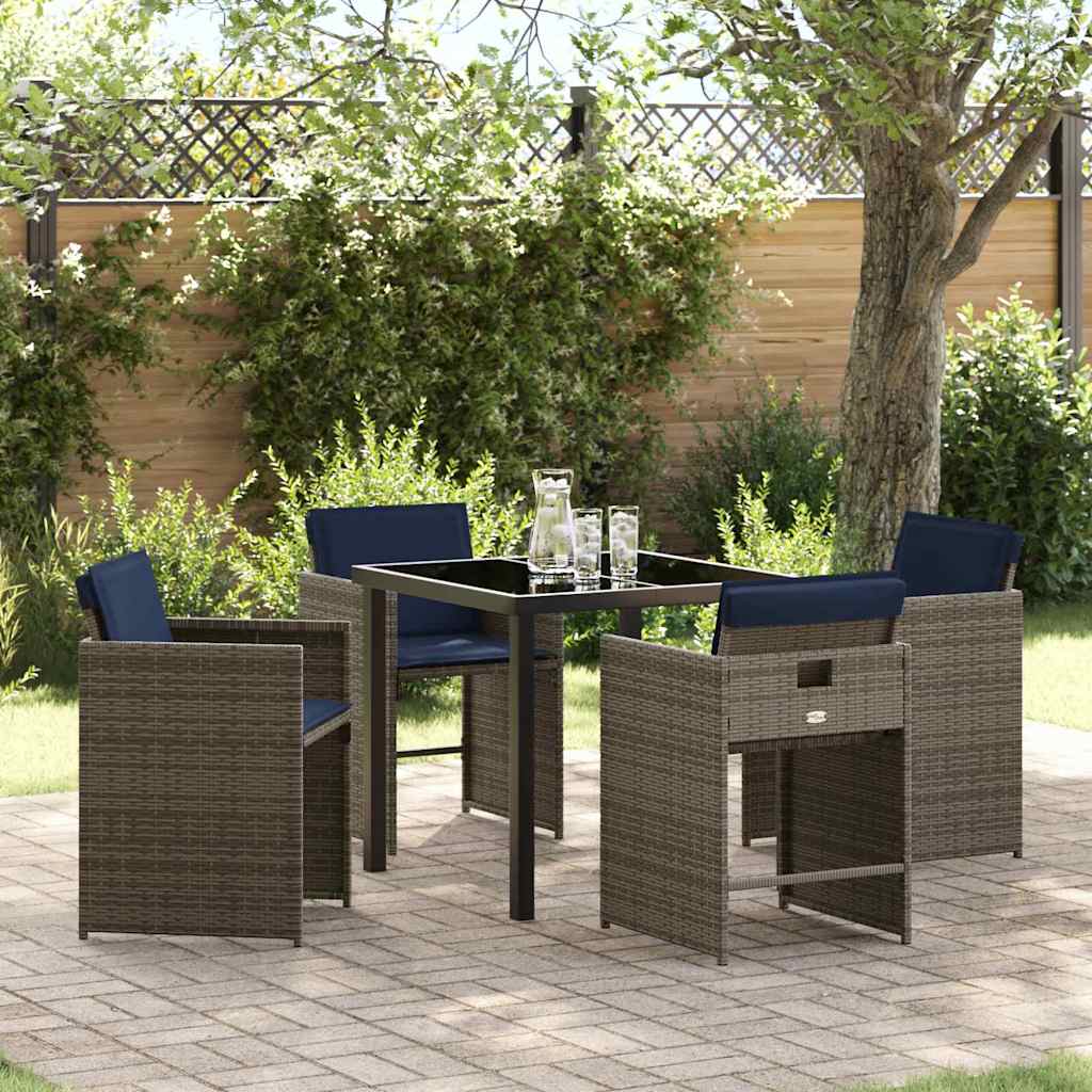 Garten Essgruppe mit Kissen 5 pcs Grau Poly-Rattan