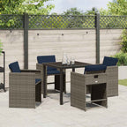 Garten Essgruppe mit Kissen 5 pcs Grau Poly-Rattan