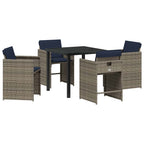 Garten Essgruppe mit Kissen 5 pcs Grau Poly-Rattan