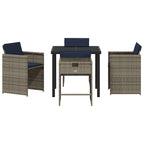 Garten Essgruppe mit Kissen 5 pcs Grau Poly-Rattan