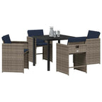 Garten Essgruppe mit Kissen 5 pcs Grau Poly-Rattan