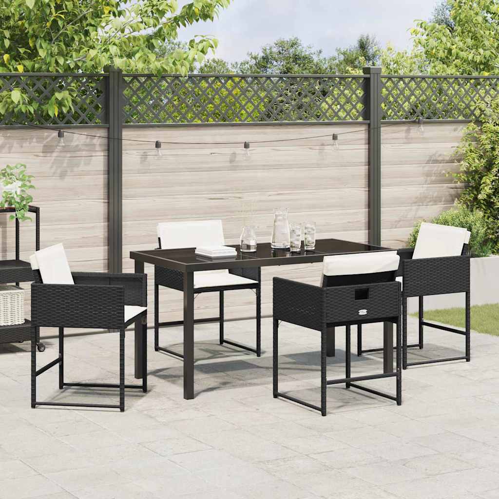 Garten Essgruppe mit Kissen 5 pcs Schwarz Poly-Rattan