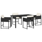 Garten Essgruppe mit Kissen 5 pcs Schwarz Poly-Rattan