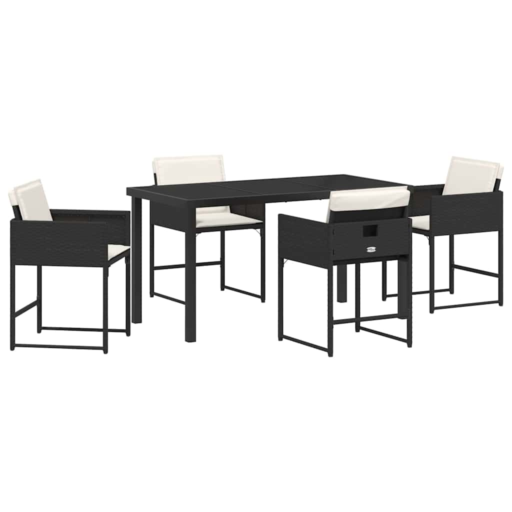 Garten Essgruppe mit Kissen 5 pcs Schwarz Poly-Rattan