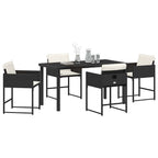 Garten Essgruppe mit Kissen 5 pcs Schwarz Poly-Rattan
