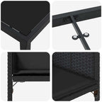 Garten Essgruppe mit Kissen 5 pcs Schwarz Poly-Rattan