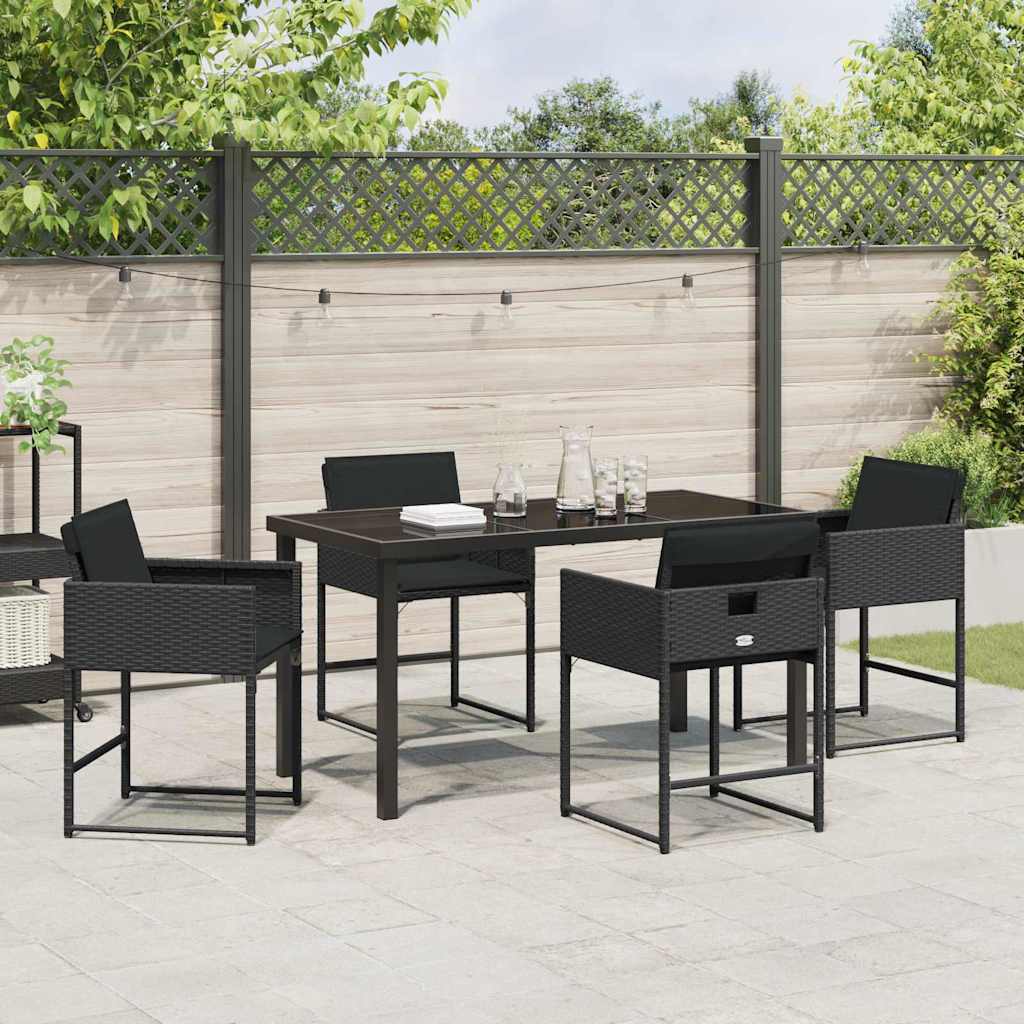 Garten Essgruppe mit Kissen 5 pcs Schwarz Poly-Rattan