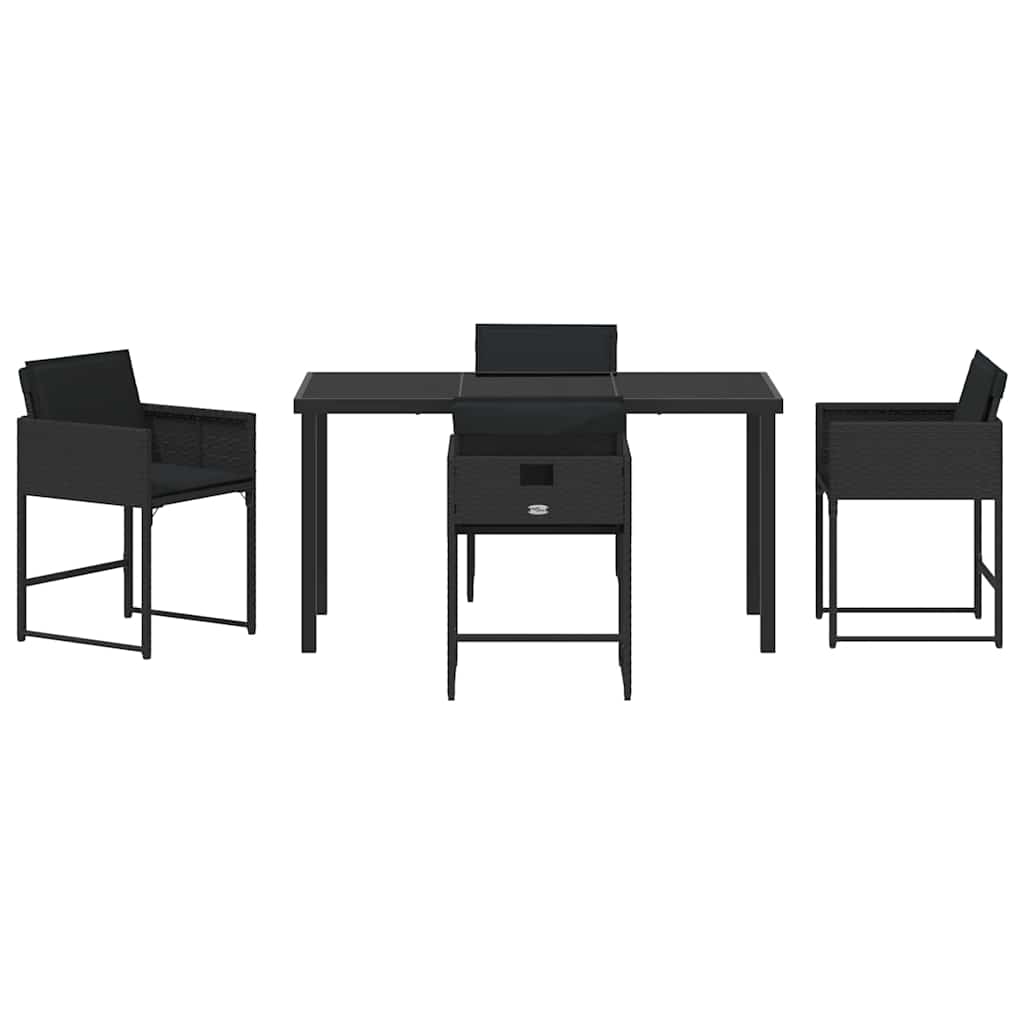 Garten Essgruppe mit Kissen 5 pcs Schwarz Poly-Rattan