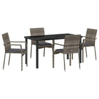 Garten Essgruppe mit Kissen 5 pcs Grau Poly-Rattan
