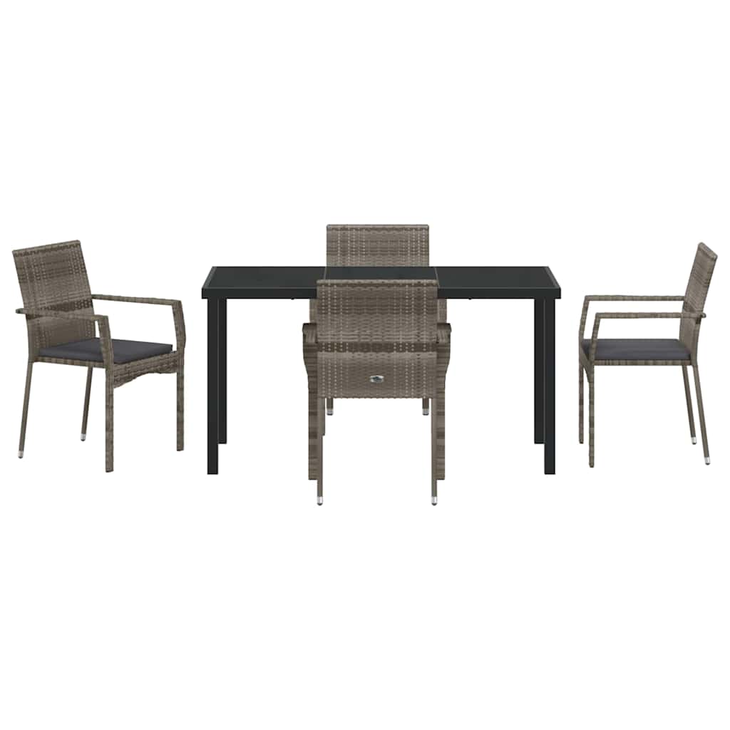 Garten Essgruppe mit Kissen 5 pcs Grau Poly-Rattan