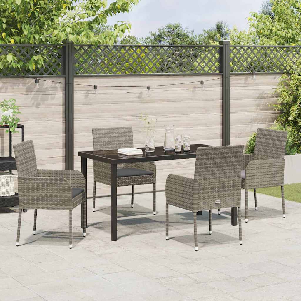 Garten Essgruppe mit Kissen 5 pcs Grau Poly-Rattan