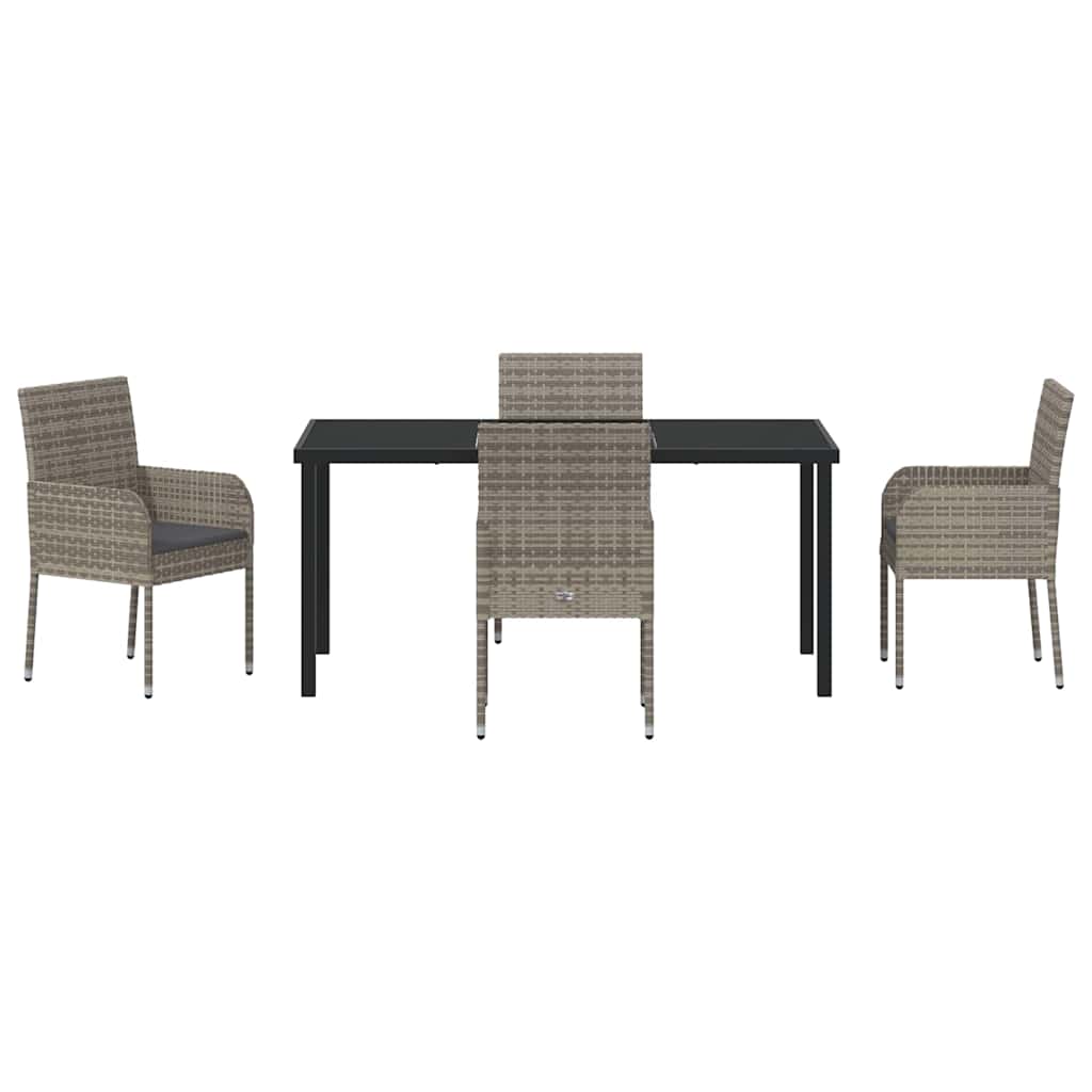 Garten Essgruppe mit Kissen 5 pcs Grau Poly-Rattan