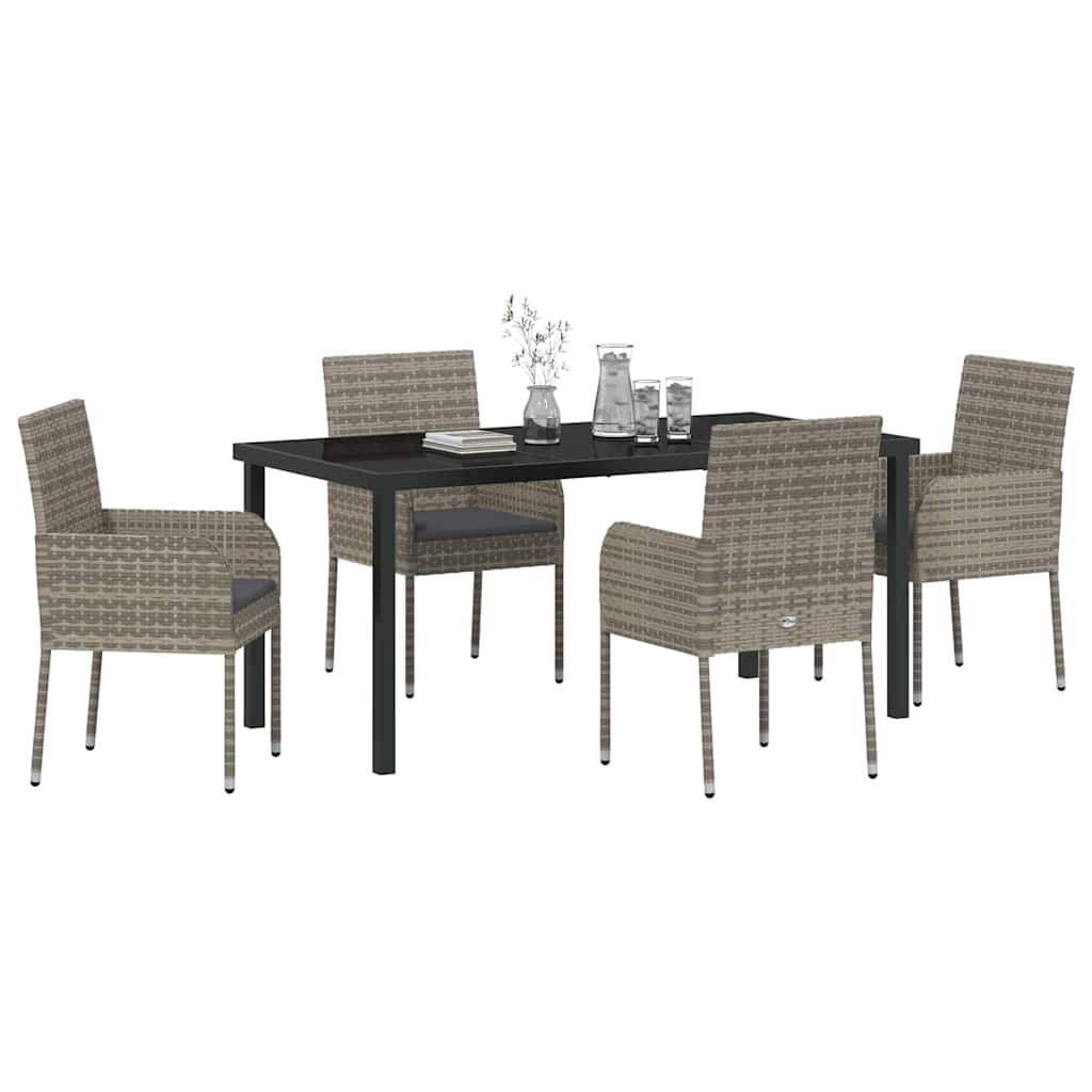 Garten Essgruppe mit Kissen 5 pcs Grau Poly-Rattan