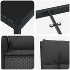Garten Essgruppe mit Kissen 7 pcs Schwarz Poly-Rattan