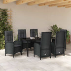 Garten Essgruppe mit Kissen 7 pcs Schwarz Poly-Rattan