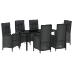Garten Essgruppe mit Kissen 7 pcs Schwarz Poly-Rattan