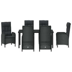 Garten Essgruppe mit Kissen 7 pcs Schwarz Poly-Rattan