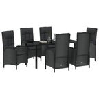 Garten Essgruppe mit Kissen 7 pcs Schwarz Poly-Rattan
