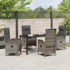 Garten Essgruppe mit Kissen 5 pcs Grau Poly-Rattan