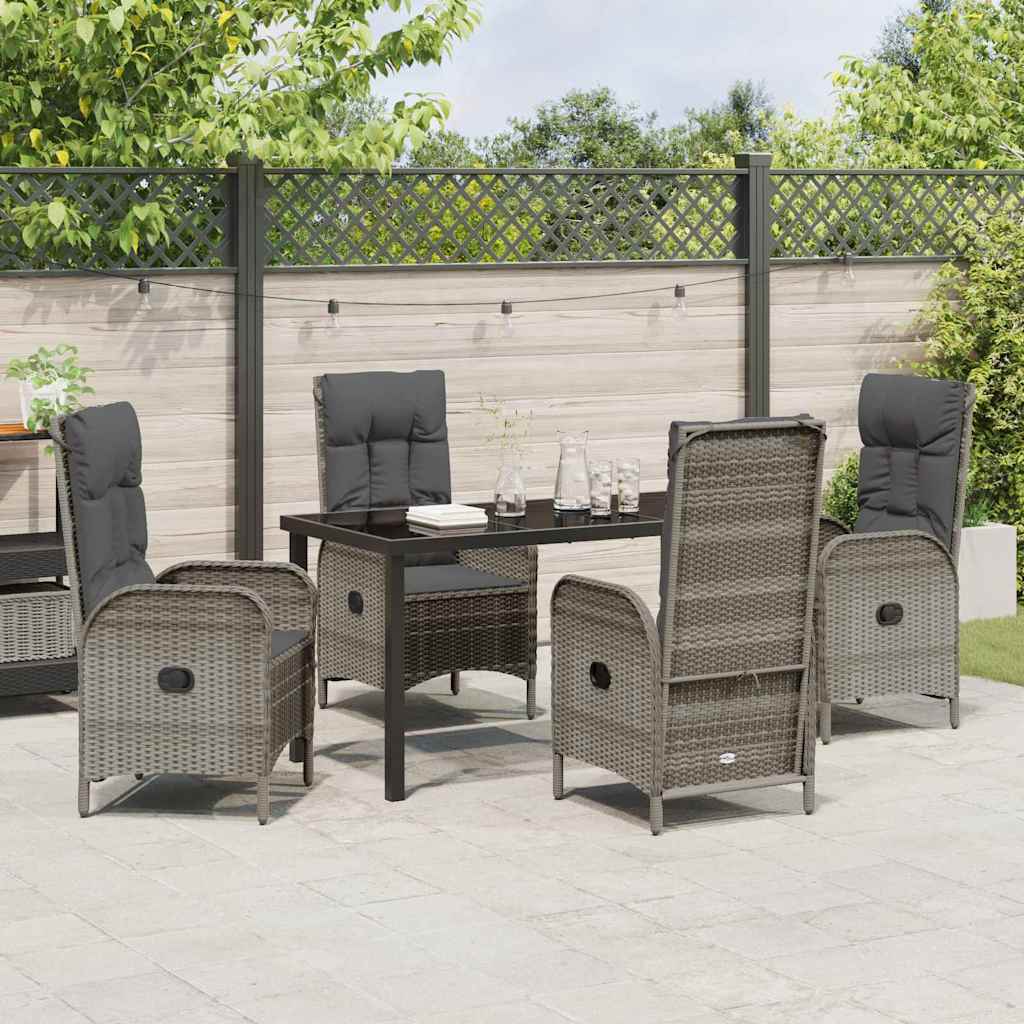 Garten Essgruppe mit Kissen 5 pcs Grau Poly-Rattan