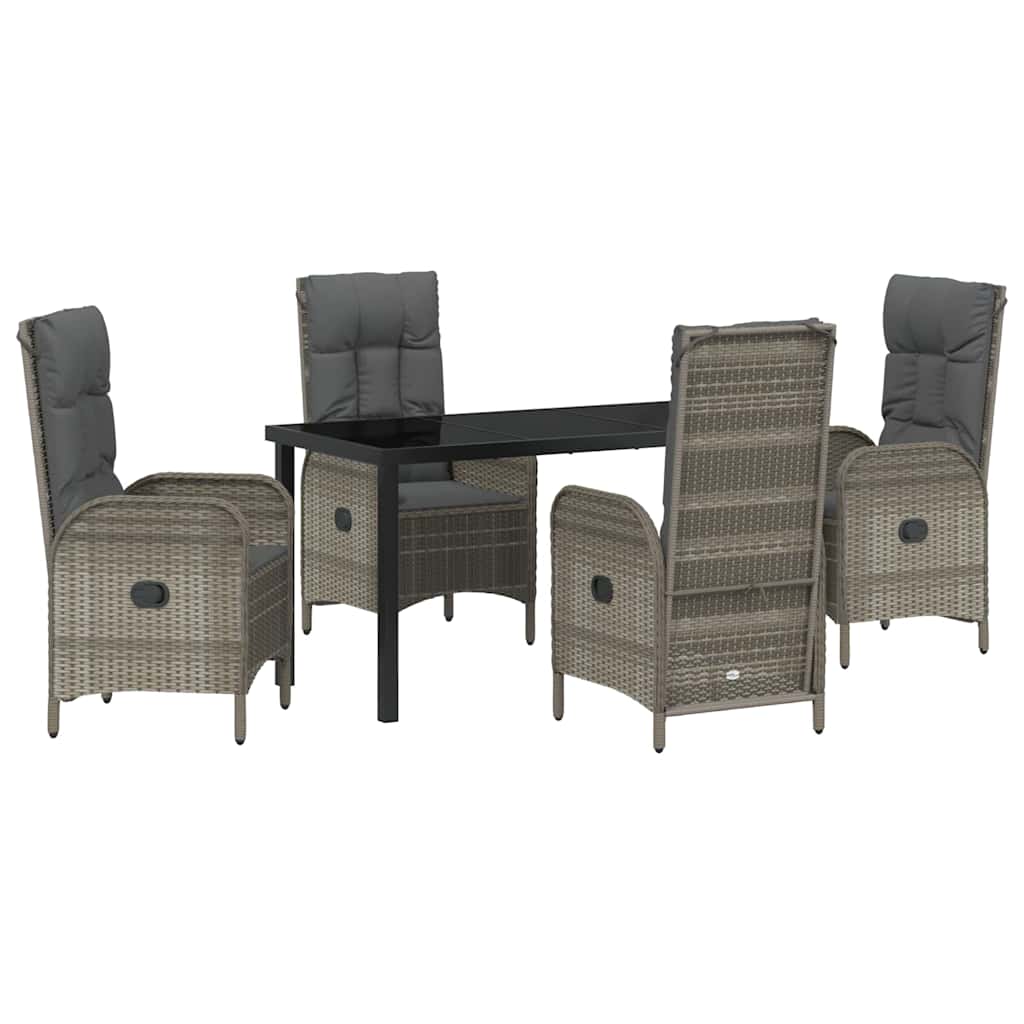 Garten Essgruppe mit Kissen 5 pcs Grau Poly-Rattan