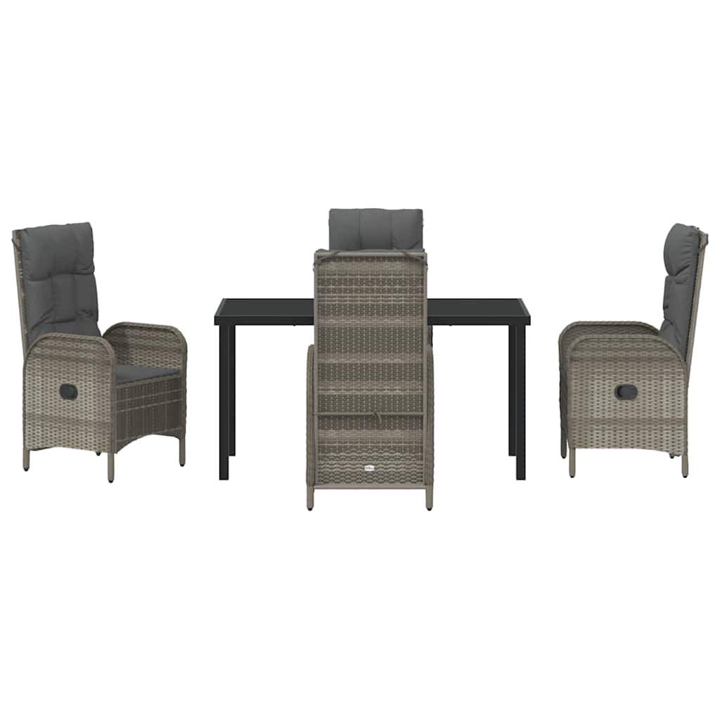 Garten Essgruppe mit Kissen 5 pcs Grau Poly-Rattan