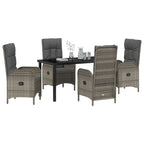 Garten Essgruppe mit Kissen 5 pcs Grau Poly-Rattan