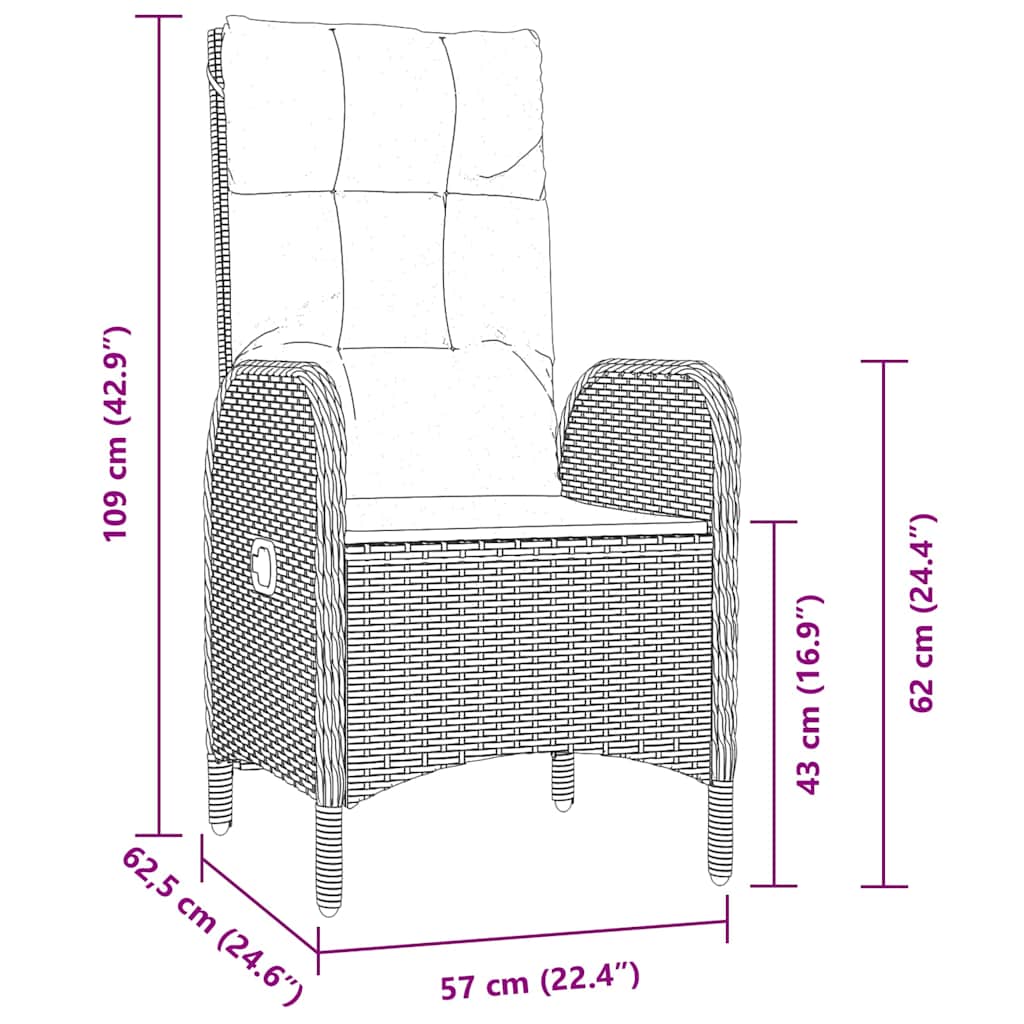 Garten Essgruppe mit Kissen 5 pcs Grau Poly-Rattan