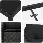 Garten Essgruppe mit Kissen 5 pcs Schwarz Poly-Rattan