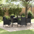 Garten Essgruppe mit Kissen 5 pcs Schwarz Poly-Rattan