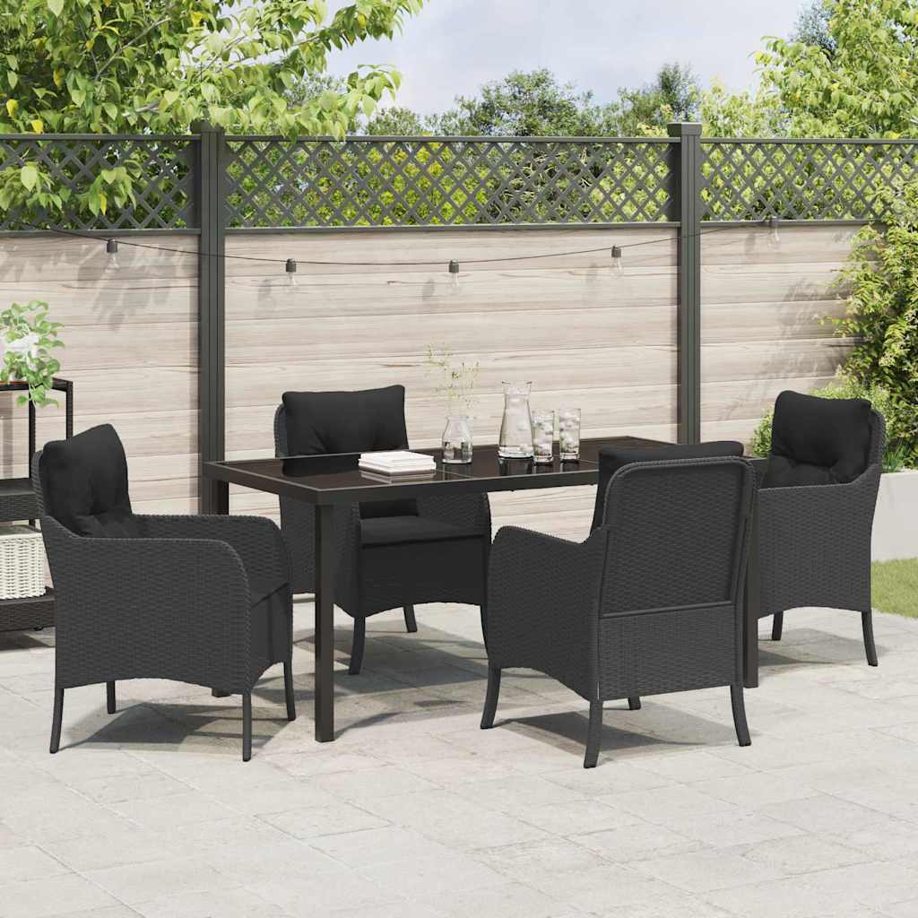 Garten Essgruppe mit Kissen 5 pcs Schwarz Poly-Rattan
