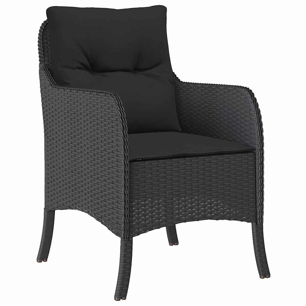 Garten Essgruppe mit Kissen 5 pcs Schwarz Poly-Rattan