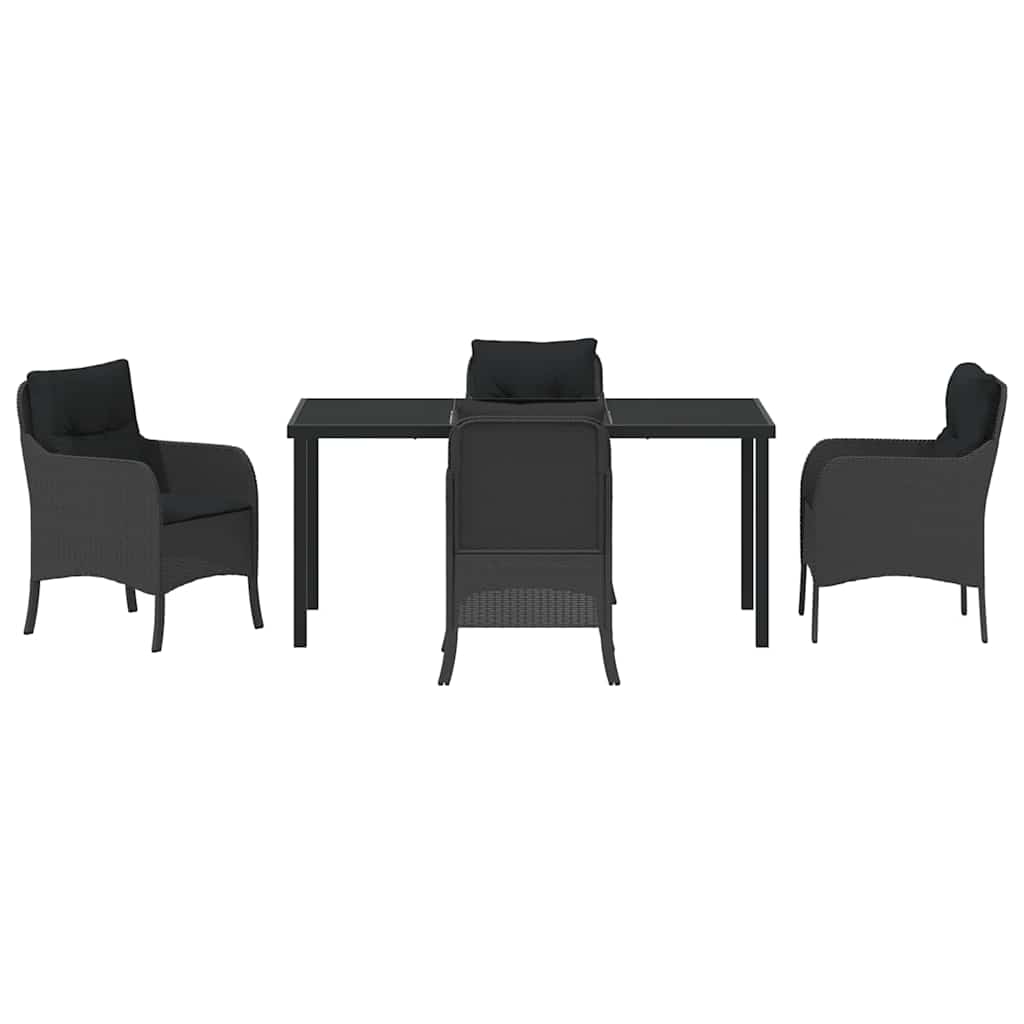 Garten Essgruppe mit Kissen 5 pcs Schwarz Poly-Rattan