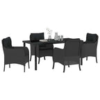 Garten Essgruppe mit Kissen 5 pcs Schwarz Poly-Rattan