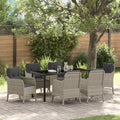 Garten Essgruppe mit Kissen 7 pcs Hellgrau Poly-Rattan
