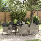 Garten Essgruppe mit Kissen 7 pcs Hellgrau Poly-Rattan