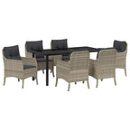 Garten Essgruppe mit Kissen 7 pcs Hellgrau Poly-Rattan