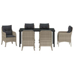 Garten Essgruppe mit Kissen 7 pcs Hellgrau Poly-Rattan