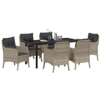 Garten Essgruppe mit Kissen 7 pcs Hellgrau Poly-Rattan