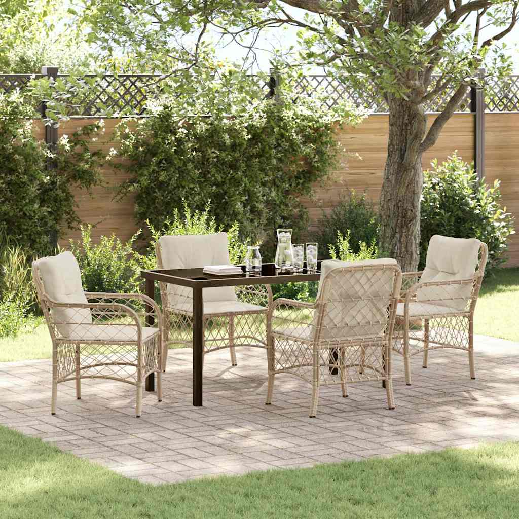 Garten Essgruppe mit Kissen 5 pcs Beige Poly-Rattan