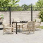 Garten Essgruppe mit Kissen 5 pcs Beige Poly-Rattan