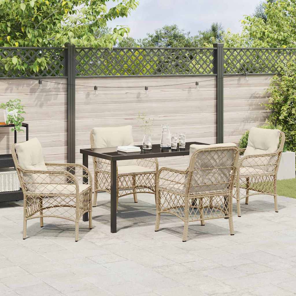 Garten Essgruppe mit Kissen 5 pcs Beige Poly-Rattan