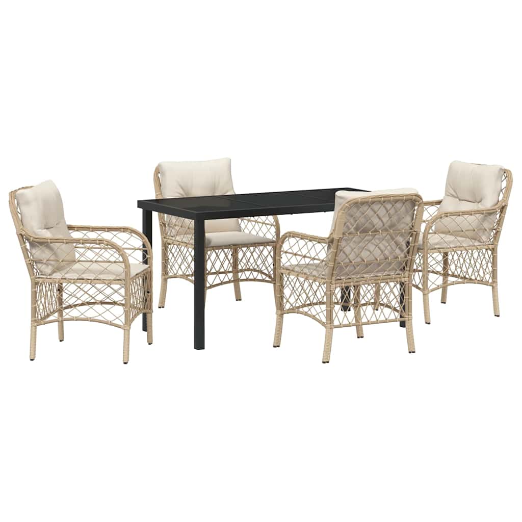 Garten Essgruppe mit Kissen 5 pcs Beige Poly-Rattan