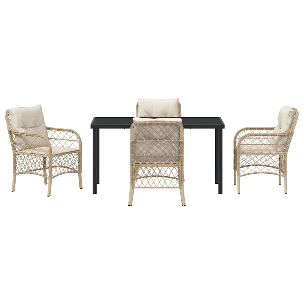 Garten Essgruppe mit Kissen 5 pcs Beige Poly-Rattan
