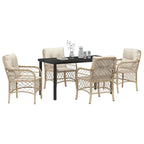 Garten Essgruppe mit Kissen 5 pcs Beige Poly-Rattan